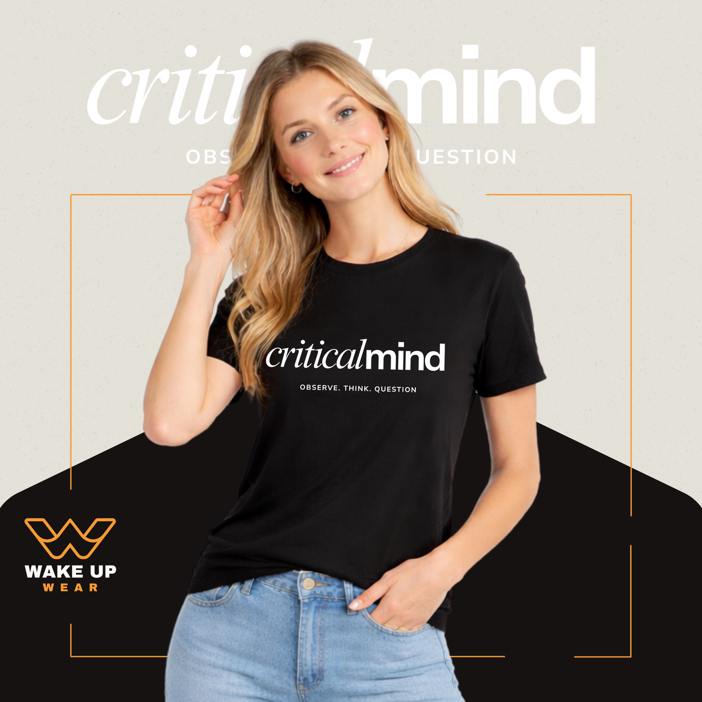 Critical Mind T-shirt – Minimalistische Borstopdruk voor Kritische Denkers