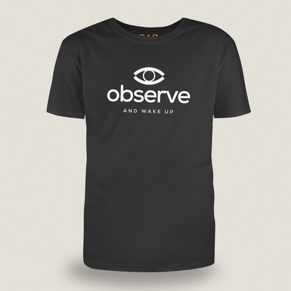 Observe T-shirt – Minimalistische borstopdruk voor bewuste denkers