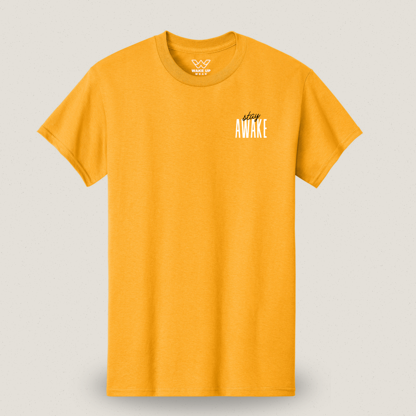 Stay Awake T-shirt – Statement met Borst- en Rugopdruk